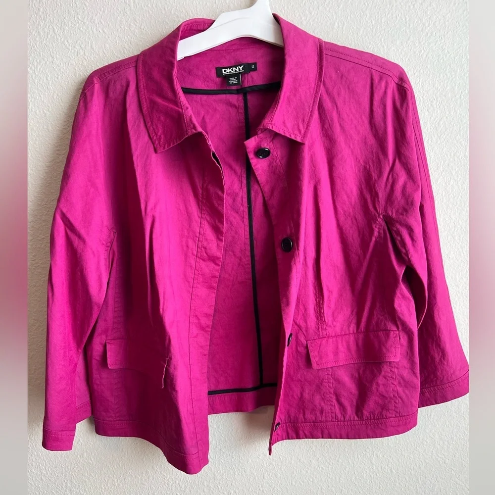 DKNY Fuchsia Pink Button-Front Jacket - Picture 2 of 7